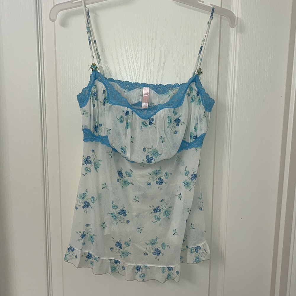 Victoria Secret Angels L mesh Y2K milkmaid cami EUC